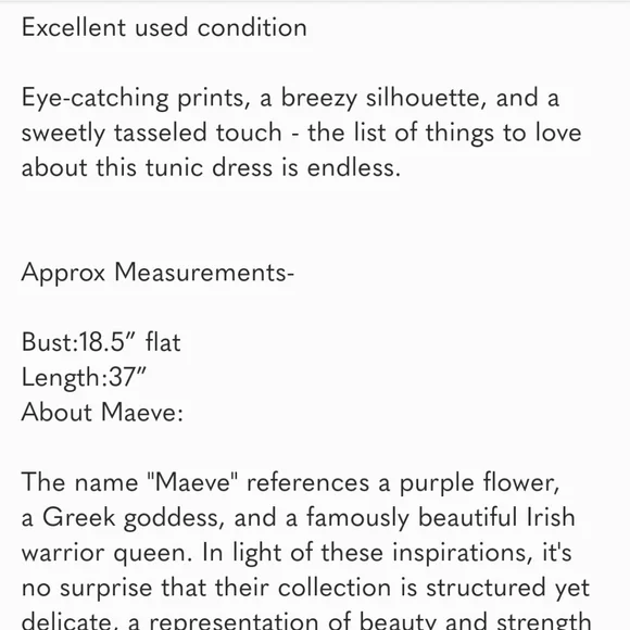 Anthropologie Maeve Dominique Boho Tunic Dress in Beige- Size Small - Picture 14 of 14